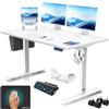 KESSER® Scrivania elettrica regolabile in altezza, Scrivania ergonomica per postura eretta, Controllo di memoria a 3 funzioni, incl. Ruote a 360° e Porta di ricarica USB, 140x70 cm - Bianco