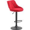 CLP Sgabello Design Lazio in Stoffa I Sedia Cucina Girevole E Regolabile 83-104 CM con Poggiapiedi I Sgabello Bar Imbottito, Colore:Rosso, Colore del Telaio:Nero