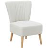 HOMCOM Poltrona Imbottita per Soggiorno e Sala in Stile Nordico, Poltroncina da Camera in Tessuto e Gambe in Legno, Bianco