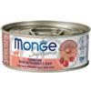 Generico Monge umido gatto, alimento completo per gatti adulti sterilizzati, monge supreme gatto gusto TONNO con RISO INTEGRALE e GOJI | 12 scatolette da 80 grammi l'una.