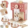 BUYGER Macchina da Caffè Accessori Cucina Bambini in Legno, Giocattolo Educativi Montessori, Set Cucina Cibo Finto, Regalo per Bambino Bambina 3 4 5 + Anni