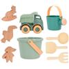 Monnëka Set di giocattoli da spiaggia Sea Green | Kit di gioco di sabbia per bambini, 6 pezzi, compreso secchio, pala, rastello, colino, annaffiatoio e camion | Sicurezza e divertimento perfetto per