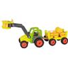 Trattore verde con rimorchio fieno Goki