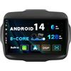 BXLIYER SXAUTO [6GB+128GB] Android 14 Autoradio Per Jeep Renegade (2015-2018) - Senza fili CarPlay/Android Auto - LED Camera + MIC - DAB Fast-boot Volante 360-Camera AHD WIFI DSP - 2 Din IPS 9 Pollici