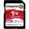 Kingston Technology Memoria flash Kingston Technology 1TB Canvas React Plus SDXC UHS-II 280R/150W U3 V60 for Full HD/4K [SDR2V6/1TB]