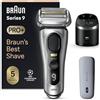 Braun Series 9 PRO +, Rasoio Elettrico Barba, Regolabarba Uomo, Rifinitore di precisione, con PowerCase, Lame Flessibili, SmartCare, Impermeabile, Batteria Litio Ion, Idea Regalo, 9577cc Argento