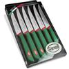 Sanelli Premana Professional Confezione Coltelli Costata, Acciaio Inossidabile, Verde/Rosso, 25.5x15.5x2.0 cm, 6 unità