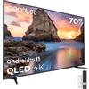 Cecotec TV QLED 70" Smart TV V1+ Series VQU11070+. 4K UHD, Android 11, Sin Marco, Dolby Vision y Atmos, HDR10, Wide Color Gamut 96%, 2 Altoparlanti 12W y Subwoofer 12W, 2 Controlli, 2023