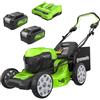 Greenworks 48V (2x24V) Tagliaerba Semovente a Batteria per Prati Fino a 480m², Ampiezza di taglio 46cm, CON Due Batterie 4Ah e Caricabatterie Doppio GD24X2LM46SPK4X