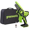 Greenworks 24V Mini Motosega a Batteria per Potatura, 4 Pollici Sega a Batteria per Potatura, 10cm Auto-Lubrificante Motosega Elettrica per cortile Il Taglio Del Legno Giardini-G24MCS10