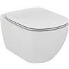 Ideal Standard - Tesi, WC sospeso Aquablade con fissaggi nascosti, Copriwater sottile con chiusura rallentata, Bianco