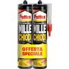 Pattex MILLECHIODI Forte & Rapido, adesivo di montaggio extra forte che sostituisce viti e fori al muro, adesivo bianco con effetto ventosa in formato convenienza 2x400g, Trasparente
