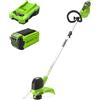 Greenworks 40V Tagliabordi a Batteria per Giardini Medi, Altezza Regolabile, Ampiezza di Taglio 30cm, Filo di Nylon da 1,65mm con Autofeed, Batteria 40V 2Ah e Caricabatterie, Garanzia 3 Anni G40LTK2