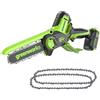 Greenworks G24MCS10 Sega ad Asta a Batteria, Lunghezza Barra 8-Pollice (20 cm), SENZA Batteria 24V e Caricabatterie + Greenworks Catena motosega 2 pack per 4-Inch (10cm)
