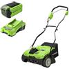 Greenworks 40V Arieggiatori a Batteria Li-Ion , 36 cm Larghezza di Lavoro, 3600 RPM, 20 Molle in Acciaio, Sacco Raccolta 30 L, con Batteria 2.5 Ah e Caricatore G40DT35K25