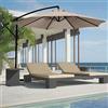 BAKAJI Ombrellone da Giardino Decentrato 3x3 Mt Palo Alluminio Chiusura a Manovella Base a Croce Sistema Air Vent Arredamento Esterno Gazebo Piscina Giardino Terrazzo Ambienti Esterni (Tortora)