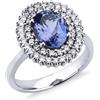Gioielli di Valenza Anello doppio contorno in oro bianco 18k e tanzanite ovale