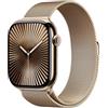 Apple Watch Series 10 GPS + Cellular 46 mm Smartwatch con cassa in titanio color Oro e cinturino Sport Loop Oro - S/M. Fitness tracker, app ECG, display Retina always-on, Carbon Neutral