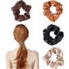 NICENEEDED 4 pezzo di Elastici per Capelli In Morbida Pelle PU, Fasce Elastiche per Capelli Elastiche per La Decorazione di Capelli Sottili e Spessi, Gioielli per Elastici per Capelli In Tinta Unita