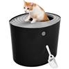 Iris Ohyama Lettiera per Gatti, Fino a 7kg, 1 Pala, Nero/Grigio, Ingresso Top, Cat Litter Trey, Chiuso, Per Gattini, Lato alto, Con cappuccio, Grande, Senza BPA, Profondo, Facile da pulire, PUNT-530