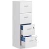 HOMCOM Armadio per Ufficio a 4 Cassetti con 2 Serrature e Barra Portadocumenti, in Legno, 40x42x130.8 cm, Bianco | Aosom Italy