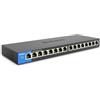 Linksys LGS116-EU Switch di rete Gigabit non gestito a 16 porte, hub Ethernet per casa e ufficio con chassis in metallo, montaggio a parete o su scrivania, sdoppiatore Ethernet, plug-and-play