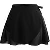Lusofie Gonnellino Danza Classica Bambina Gonna Tulle Nera Tutu per Ragazze Gonna Avvolgente per Balletto con Lacci Neri Gonna Tutu Nero per Bambini in Chiffon Fluente Ragazze Adolescenti
