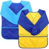 MSIHEY 2 Pezzi Grembiule da Pittura Bambini 2-8 Anni Grembiule Impermeabile Scuola Maniche Lunghe con 3 Tasche per Pittura Scuola d'Arte,Cucina,lavoretti