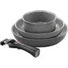BALLARINI Torre set di padelle antiaderenti e casseruola, + Casseruola 16 cm, adatte all'induzione, manico removibile, alluminio, 24 + 28 cm