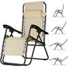 BAKAJI Sedia gravità Zero Sdraio da Giardino Poltrona Relax Pieghevole Salvaspazio Tubolari Acciaio 22mm Reclinabile Tessuto in Texilene Traspirante, Mare Spiaggia Piscina Arredo Esterno (Beige)
