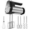 Cecotec Frullatore ad Immersione PowerTwist 500 Full Steel. 500 W, 5 Velocità più Funzione Turbo, 3 Accessori: Frusta a Globo, Fruste per Impasti e Ganci Impastatori, Design Ergonomico