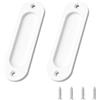 MOROBOR Tiranti ovali per porta scorrevole da incasso, 2 pezzi, in lega di alluminio, colore bianco, con viti di montaggio, per porte scorrevoli da fienile (100 mm)