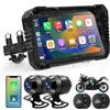 Liwogi Carplay Dual Dash Cam per Moto Wireless Motorrad Navigazione GPS Automatica 6.25 Pollici con Funzione di Avviso Cieco, Pressione Pneumatici, Registrazione in Loop(Upgrade)