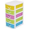 Cassettiera in Plastica a Torre con 5 cassetti colorati