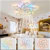 Caunmar Lampada ventilatore da soffitto con luce e telecomando silenzioso, Ceiling Fan With Light con luce RGB regolabile a 6 velocità per soggiorno, sala da pranzo bianco