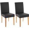 Mendler Set 2X sedie Littau Ecopelle Opaca Soggiorno Cucina Sala da Pranzo 56x43x90cm Nero Piedi Chiari