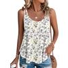 WNEEDU Canotte da Donna delle Signore Estate Maniche Camicie Casual Loose Fit Gilet Canotte per Le Donne Ricamo Occhielli Cami Canotta Fiore Bianco Giallo M