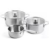 KITCHENAID Batteria Pentole Induzione 5 Pezzi realizzate in Acciaio Spazzolato - 05088-001
