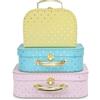 Jewelkeeper - Valigie in Cartoncino, Set da 3 - Scatole Regalo Portaoggetti Impilabili per Compleanno Matrimonio Natale Nursery Ufficio Decorazione Vetrine Giocattoli - Disegno a Pois in Lamina d'Oro