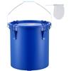 VEVOR Secchio per Grasso per Friggitrice, Secchio per Olio per Friggitrice in Acciaio al Carbonio, con Coperchio, Clip Chiusura, Sacchetto Filtraggio dell'Olio Cucina Caldo, Blu