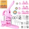 VEVOR Macchina per badge 25/32/58 mm, Pressa per badge con 300 kit di accessori, Kit fustellatrice manuale badge punzonatrice, Macchina per la creazione di badge rosa