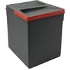 Emuca - Contenitori per cassetti da cucina con coperchio anti-odore, H 266 mm (1 x 15 L), Grigio antracite Tecnoplastica