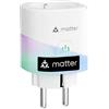 Meross Matter Presa Smart con Monitoraggio Energia e Misure Produzione di Pannelli Solari Fotovoltaici, Presa Intelligente WiFi Supporto di Apple Home, Alexa e Google Home, Controllo Vocale e Remoto