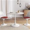 DEGHI Tavolo rotondo 100 cm in metallo bianco con top effetto marmo bianco - Tulipano