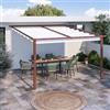 DEGHI Pergola da esterno 4x4 m in alluminio effetto corten e telo bianco - Norris