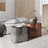 DEGHI Set 2 tavolini 50x35 cm e 45x30 cm in metallo oro e argento con top in vetro - Zergoso