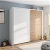 DEGHI Armadio 250x223h cm due ante scorrevoli bianco lucido e rovere con cornice - Alen