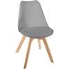 Avilia Sedia da Cucina Ergonomica - Sedia da Tavolo con Cuscino, Ideale per Soggiorno e Sala da Pranzo, Design Moderno e Confortevole, 52.5x48x82cm, in Legno di Faggio, Grigio