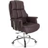 HJH Office 706815 Sedia direzionale XXL COMMANDER finta pelle marrone Sedia da ufficio, imbottitura spessa, funzione dondolo, schienale alto