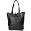 Chicca Borse Borsa a Mano Shopper da donna in pelle made in Italy - 40x36x11 cm - Colore Nero